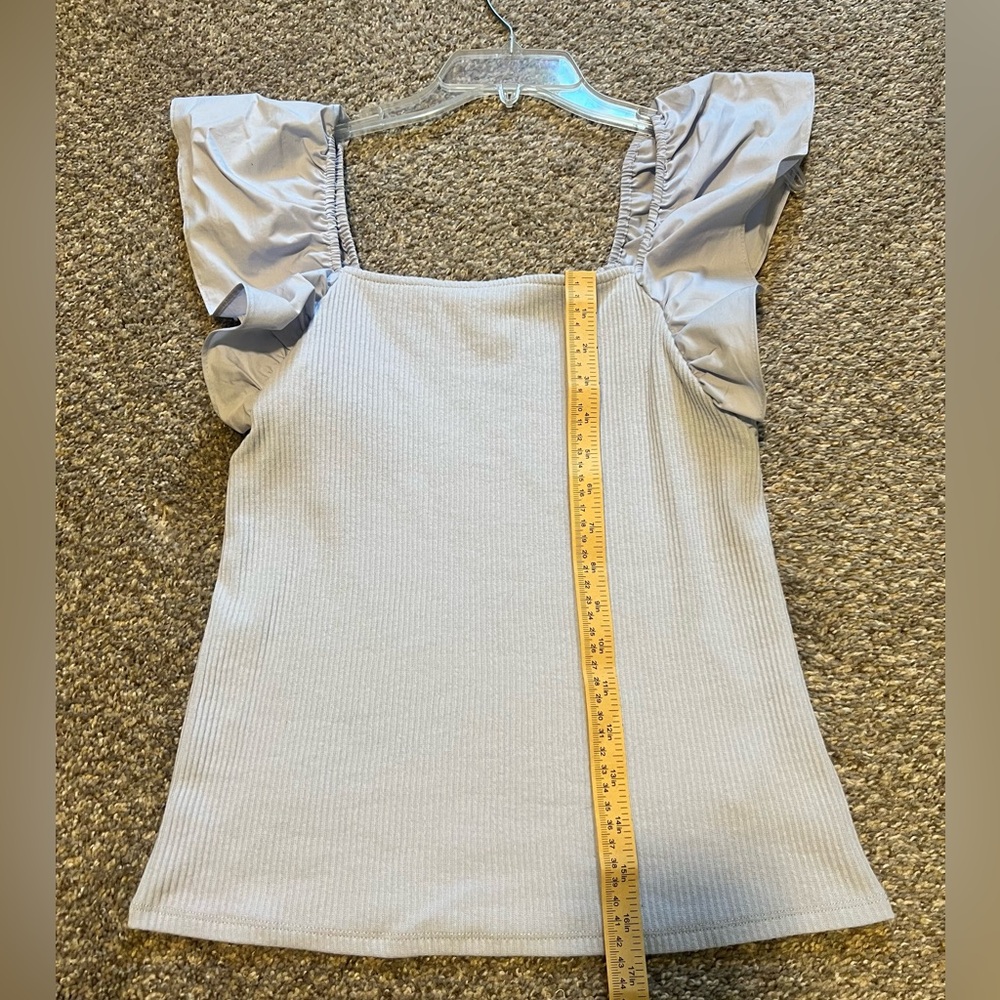 Light Perwinkle Ruffle Sleeve Blouse - Picture 4 of 7